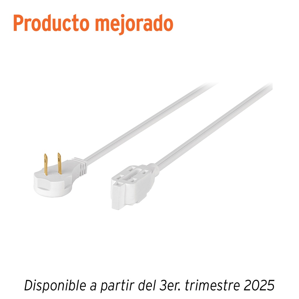 Extensión eléctrica doméstica 10 m clavija plana, blanca