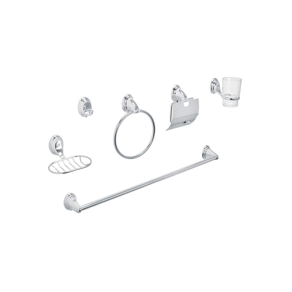 Juego de 6 accesorios para baño, cromo, FOSET AQUA