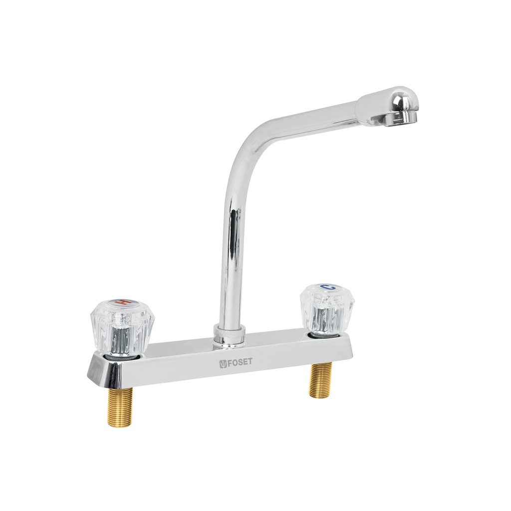 Mezcladora 8' fregadero cromo, cuello cobra, acrílico, BASIC