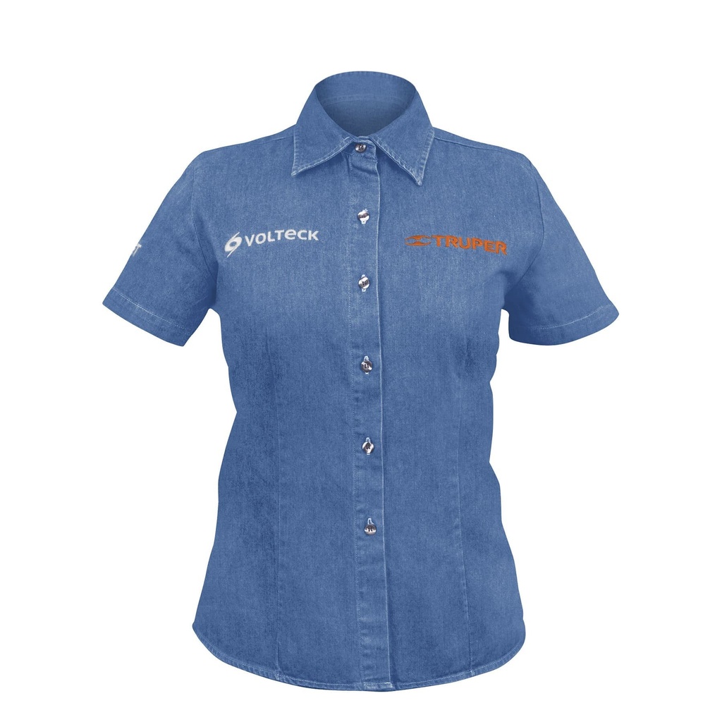 Camisa de mezclilla manga corta para mujer, EG, TRUPER