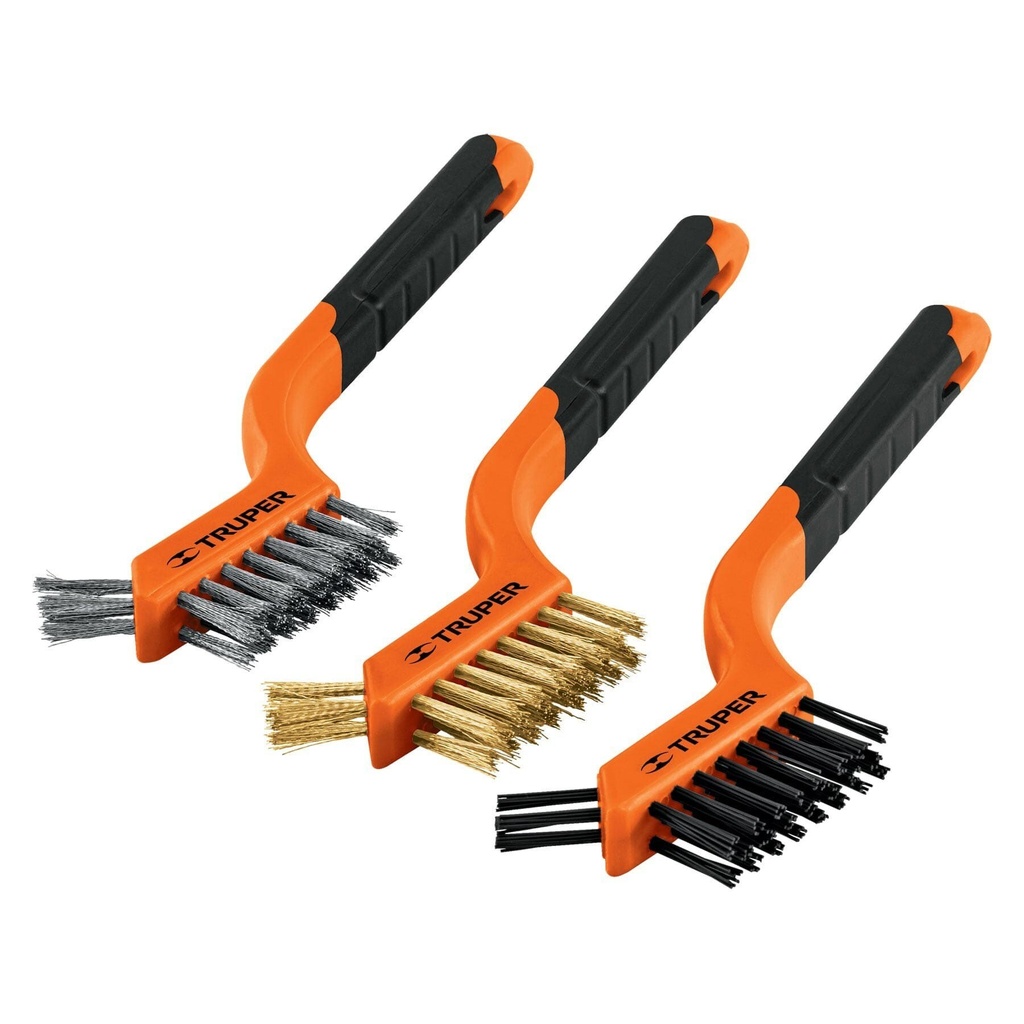 Juego de 3 minicepillos de alambre 28 pinceles, TRUPER
