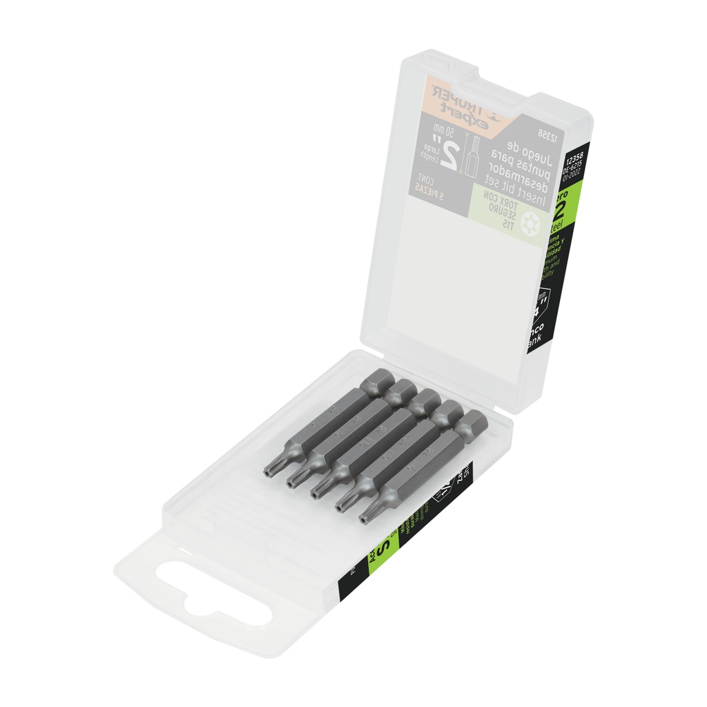 Estuche con 5 puntas torx T15 con seguro largo 2', EXPERT