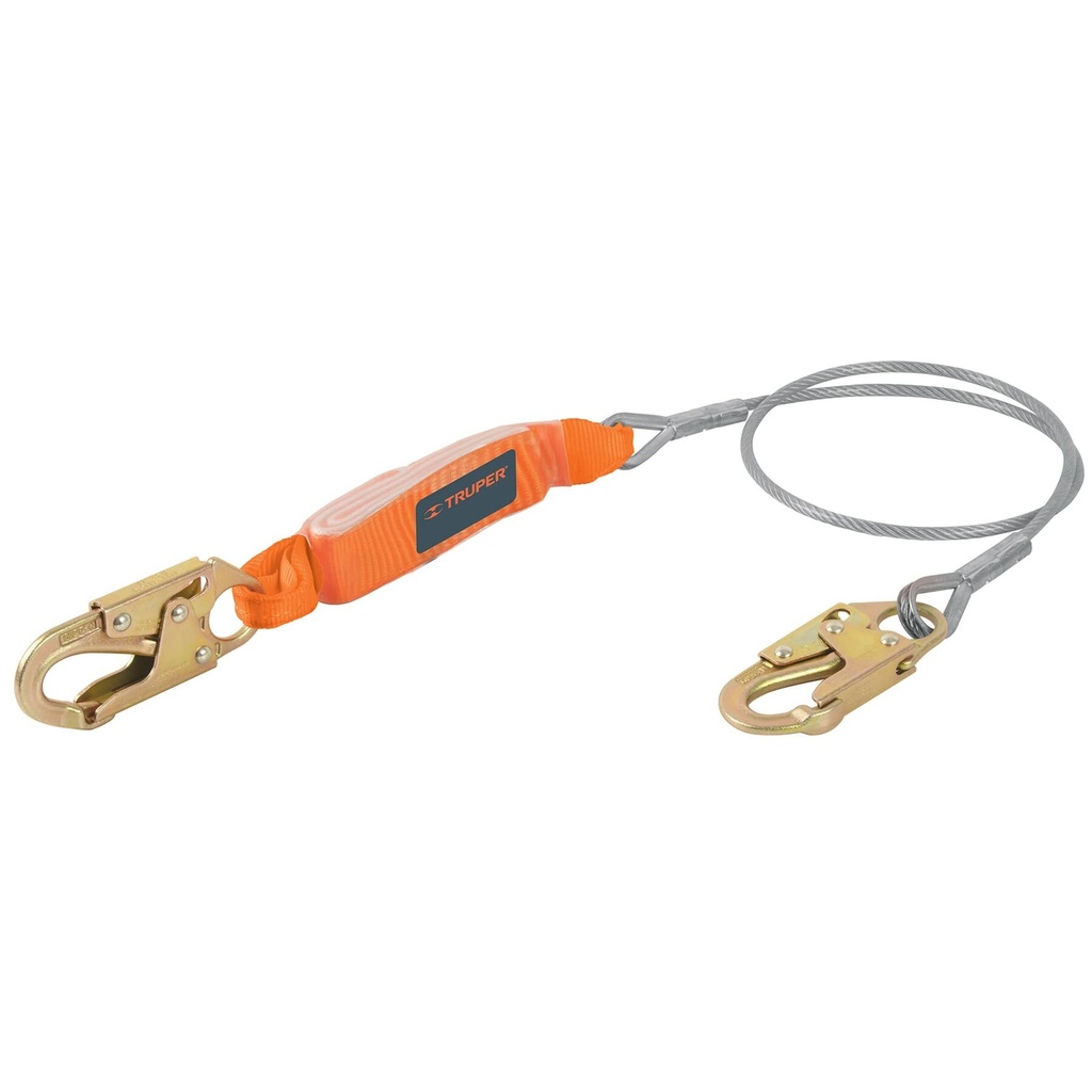 Línea de vida 1.8 m cable de acero, absorbedor impacto, ANSI