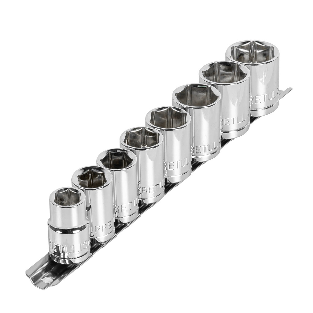 Juego de 8 dados cuadro 1/2' mm, PRETUL