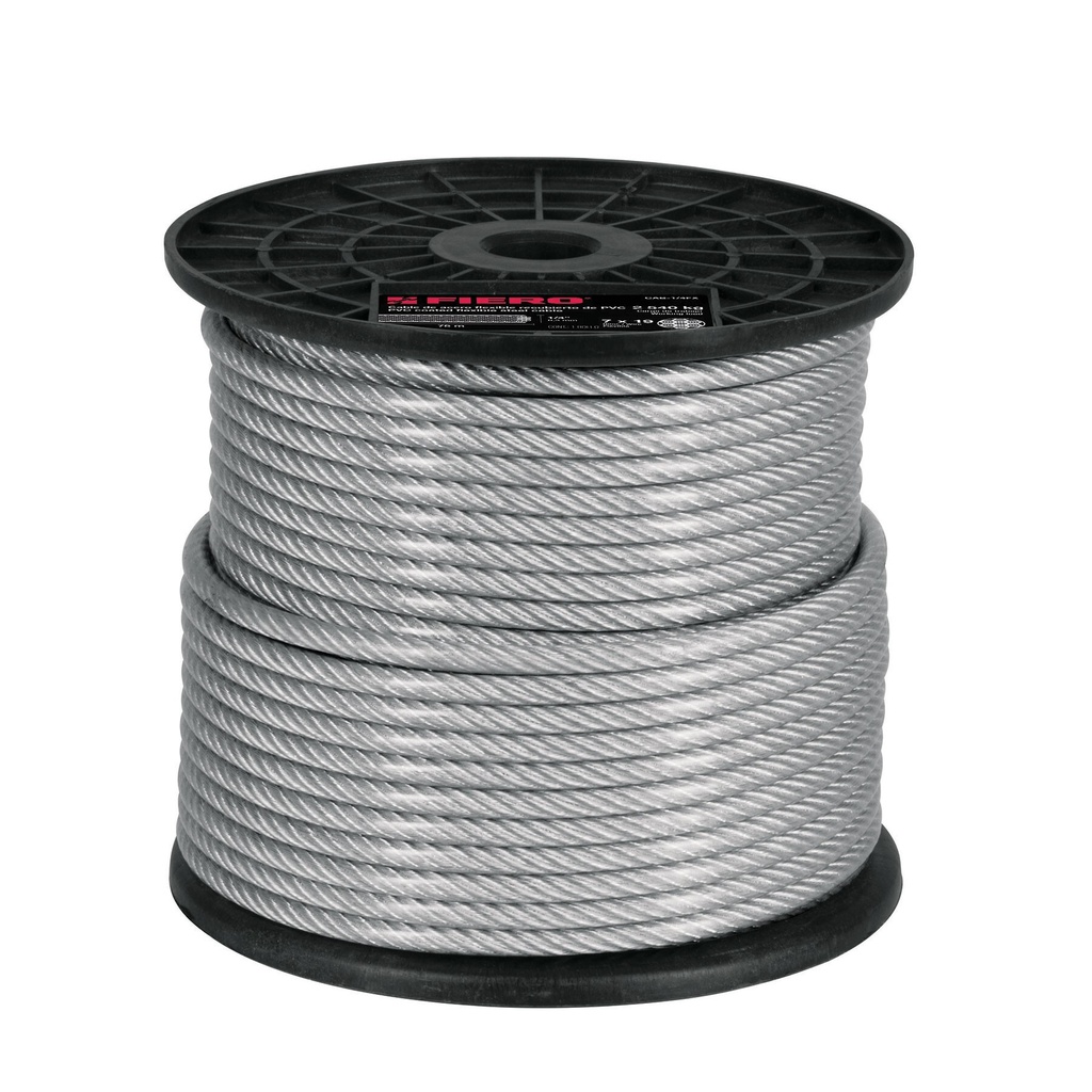 Metro cable flexible 3/32' acero 7x19 recubierto PVC, 75 m