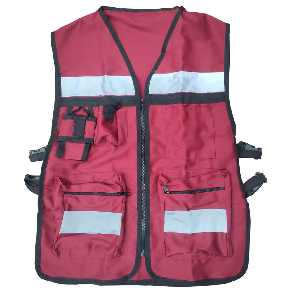 Chaleco brigadista vino reflejante con bolsa tu