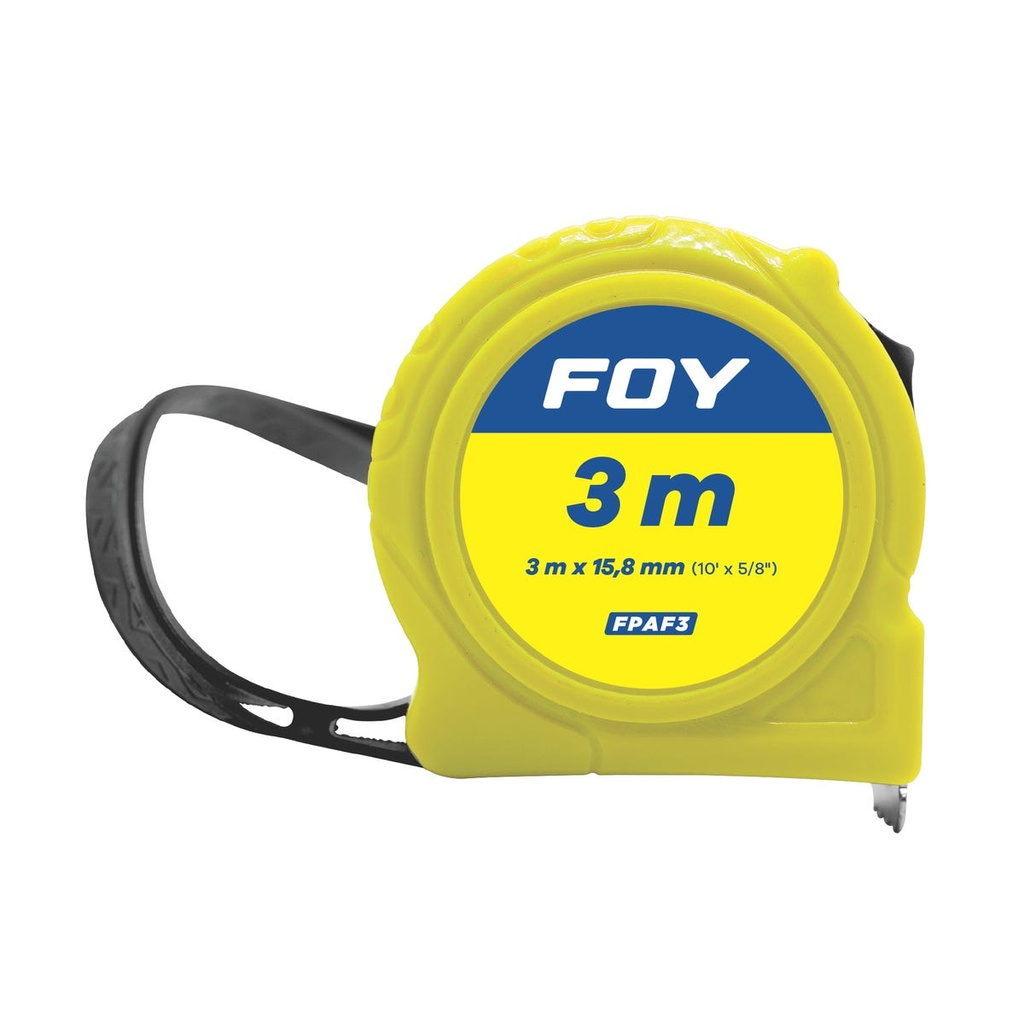 Flexómetro con carcasa de plástico amarillo, 3 m x 15 mm