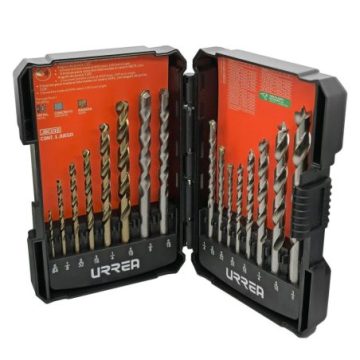 Juego combinado de brocas para metal, concreto y madera, 16 piezas