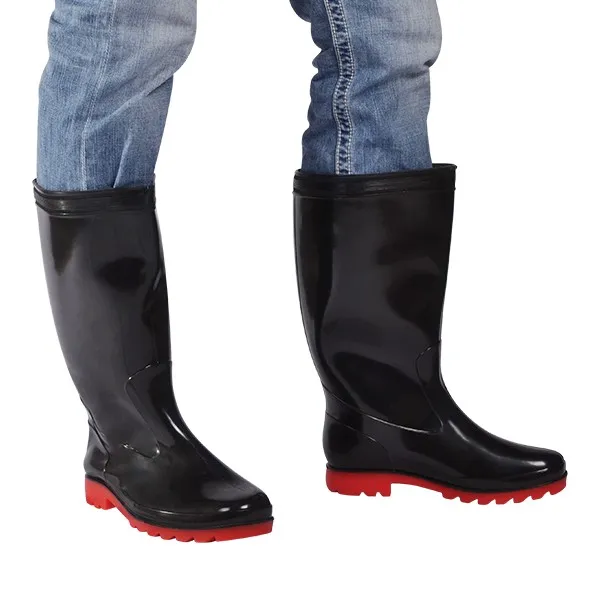 [BI-C26] Bota Industrial Negra Con Casquillo Y Suela Roja Talla 26