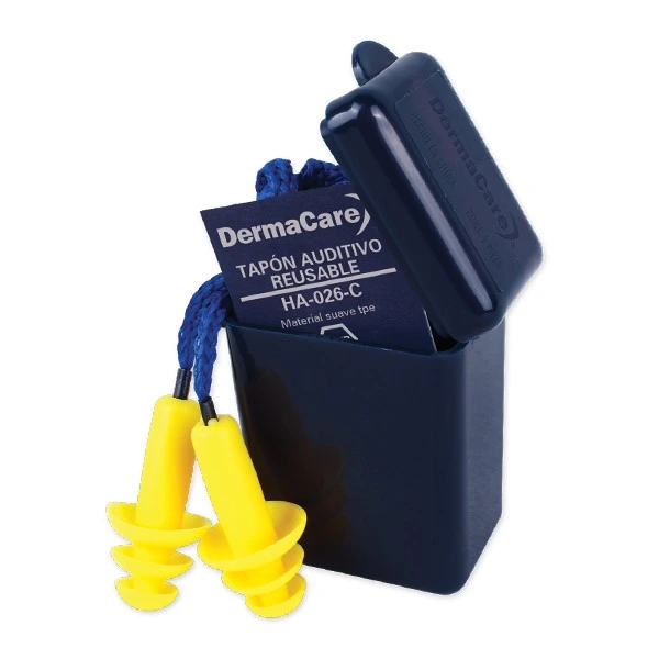 [HA-026-C] Tapón Auditivo Reusable con Cordón y Caja
