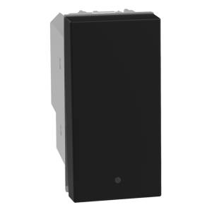 [JB4001Q] Apagador Sencillo Negro Mate Q Go Bticino