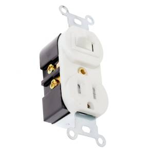 [AC07/2-B / 46001] Apagador sencillo y contacto aterrizado blanco Standard Igoto