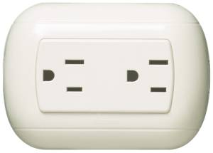 [P38 / 47350] Contacto Duplex 2P+T Blanco Oval Sobreponer Bticino