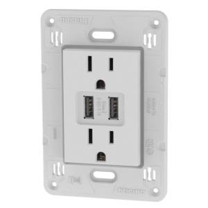 [JW4188AAQ] Contacto duplex 2p+t PI y 2 contacto USB blanco Q GO Bticino