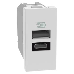 Contacto sencillo USB y tipo C blanco Q GO Bticino