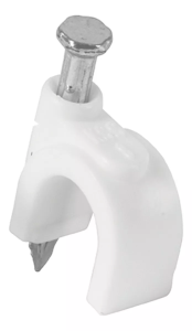 Grapa para cable redonda 10 mm blanca con 20pz Vianti