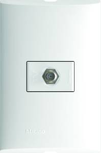 [212335ZN] Placa 1 ventana con toma coaxial para TV blanco Forza Bticino