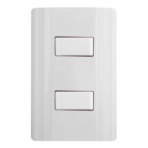 Placa 2 ventanas con 2 apagadores sencillos blanco CORSA Montana