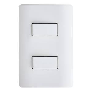 Placa 2 ventanas con 2 apagadores sencillos blanco Marisio Schneider