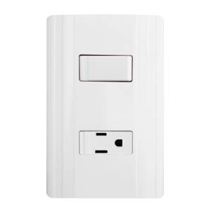 [280384ZN] Placa 2 ventanas con apagador sencillo y contacto 2p+t blanco CORSA Montana