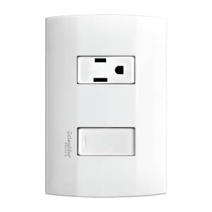 [241598ZN] Placa 2 Ventanas Con Apagador Sencillo Y Contacto 2P+T Blanco Marisio Schneider