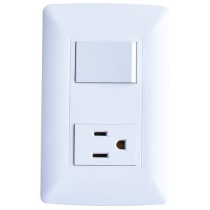 [280667ZN] Placa 2 ventanas con apagador sencillo y contacto 2p+t blanco Vianti