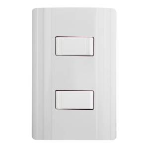 [280383ZN] Placa 2 ventanas con apagadores sencillo y apagador escalera blanco Corsa Montana