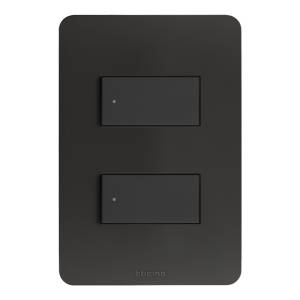 [JA4803M2JBQ] Placa 2 ventanas negro mate Q GO Bticino
