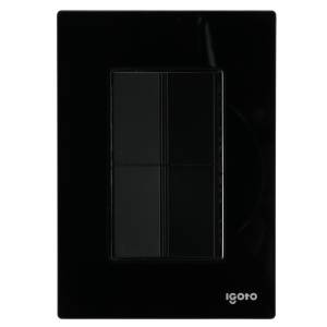Placa 3 ventanas con 2 apagadores escalera negro Cristal Igoto