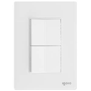 Placa 3 ventanas con 2 apagadores sencillos blanco Cristal Igoto