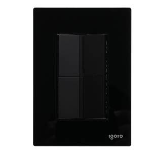 Placa 3 ventanas con 2 apagadores sencillos negro Cristal Igoto