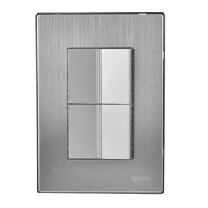[INOX1010] Placa 3 ventanas con 2 apagadores sencillos plata Inox-1.5 Igoto