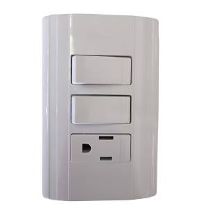 [280388ZN] Placa 3 ventanas con 2 apagadores sencillos y contacto 2p+t blanco CORSA Montana
