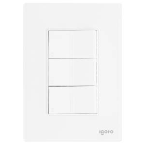Placa 3 ventanas con 3 apagadores escalera blanco Cristal Igoto