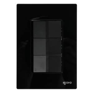 [CRIS2021] Placa 3 ventanas con 3 apagadores escalera negro Cristal Igoto
