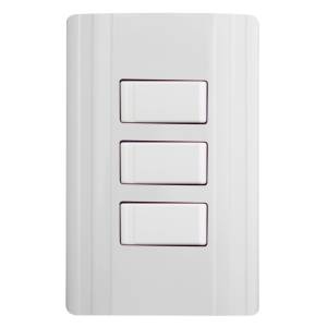 Placa 3 ventanas con 3 apagadores sencillos blanco CORSA Montana