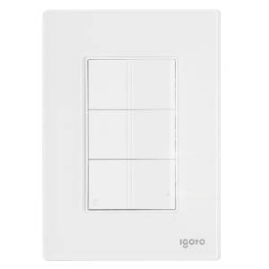 Placa 3 ventanas con 3 apagadores sencillos blanco Cristal Igoto