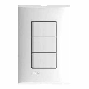 [FZA513] Placa 3 ventanas con 3 apagadores sencillos blanco Forza Bticino