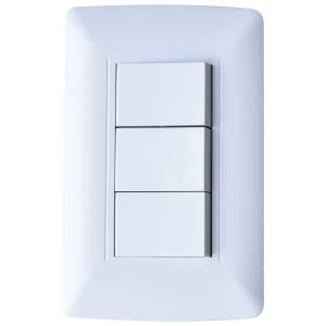 Placa 3 ventanas con 3 apagadores sencillos blanco Vianti