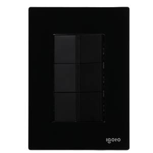 [CRIS2013] Placa 3 ventanas con 3 apagadores sencillos negro Cristal Igoto