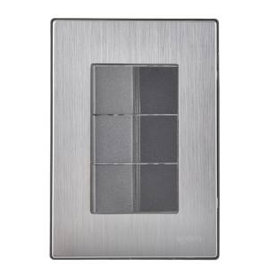 Placa 3 ventanas con 3 apagadores sencillos negro Inox Igoto