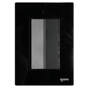[286255ZN] Placa 3 ventanas con apagador escalera negro Cristal Igoto