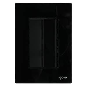 Placa 3 Ventanas Con Apagador Sencillo Negro Cristal Igoto