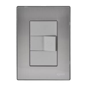 [INOX1018] Placa 3 ventanas con boton timbre plata Inox-3 Igoto