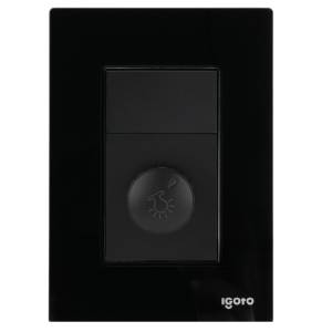 [286261ZN] Placa 3 ventanas con dimmer rotativo negro Cristal Igoto