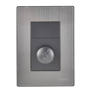 Placa 3 ventanas con dimmer rotativo negro Inox-3 Igoto