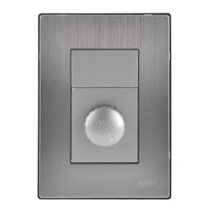 Placa 3 Ventanas Con Dimmer Rotativo Plata Inox-3 Igoto