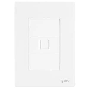 Placa 3 ventanas con toma para datos blanco Cristal Igoto