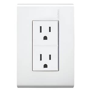 [E6028BN] Placa con contacto duplex 2p+t blanco Modus Bticino