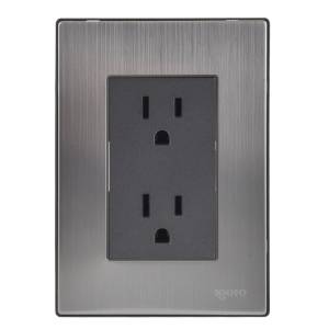 [INOX2001] Placa Con Contacto Duplex 2P+T Negro Inox Igoto